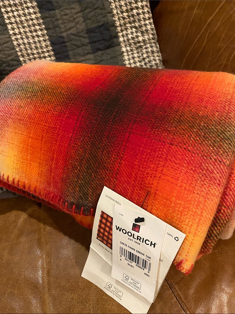 Woolrich Orange and Red Gradient Wool Throw